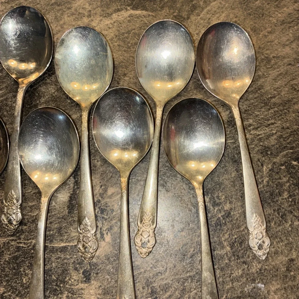 Set Of 10  Silver Plate Prestige Soup Spoons 1951 Silverware Flatware